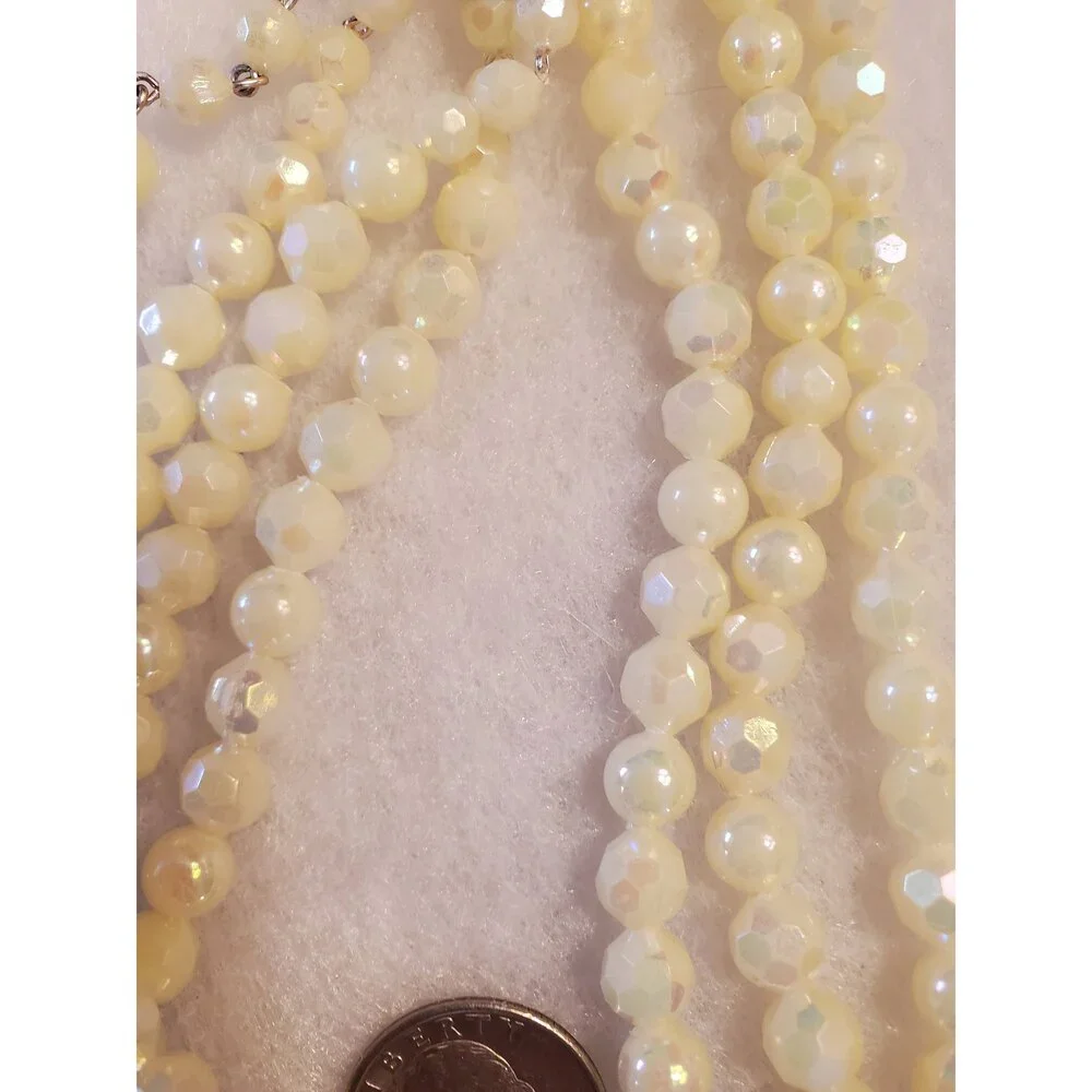 Vintage Aurora Borealis Crystal Choker, Light Yellow Bead Necklace